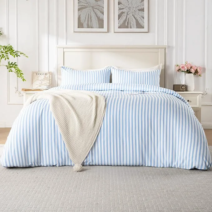 Exceptional ROSE RISY Blue King Duvet Cover Set 3 Pieces Soft Bedding Set Breathable and Next-Generation
