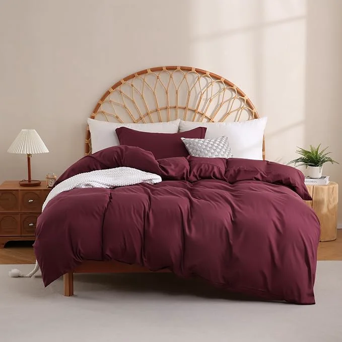 Outstanding JSD Burgundy Duvet Cover Set Twin Size 2 Piece Microfiber Kids Duvet Cover Proven