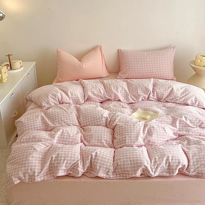 Premium Material BOLINLIVING Gingham Duvet Cover Queen Size Microfiber Bedding Set Refined