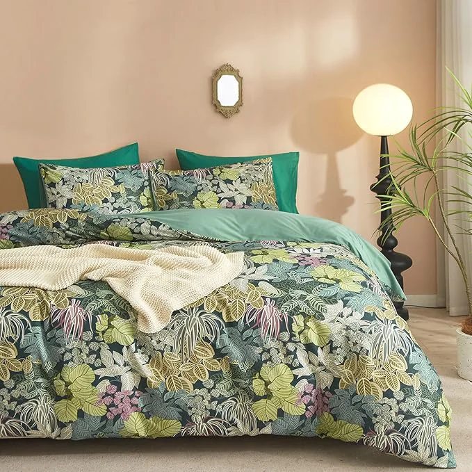 Reliable mixinni Cotton Tropical Botanical Green Leaves Duvet Cover Queen Tree Original Design