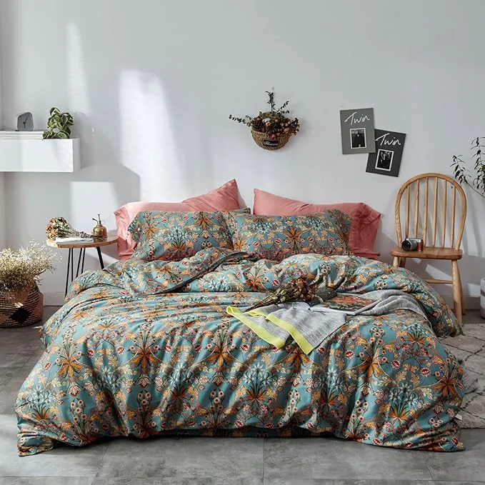 Fashionable mixinni Vintage Style Garden Flower Duvet Cover Set Lightweight