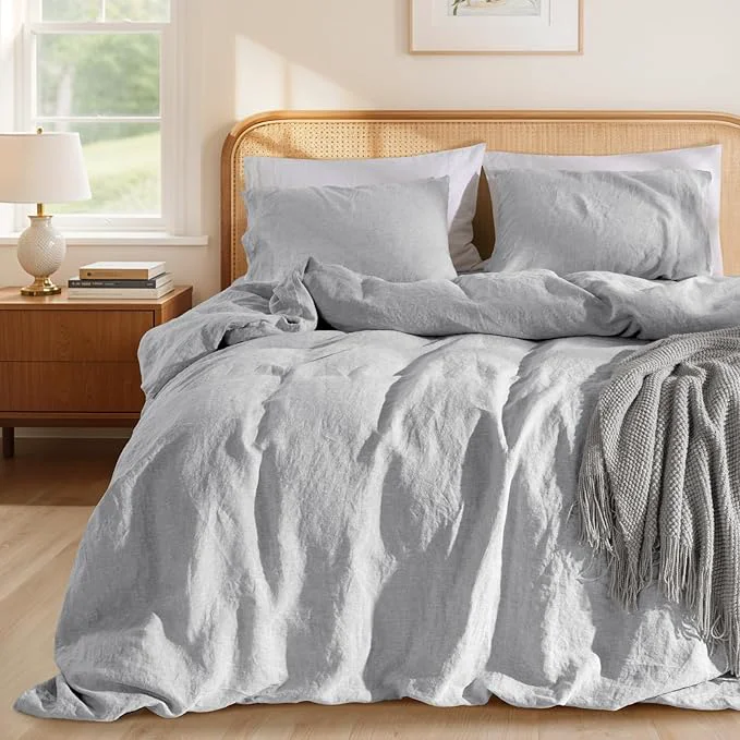 Dependable LBRO2M France Linen Duvet Cover Set King Size 3 Pcs Natural Flax Comforter Authentic