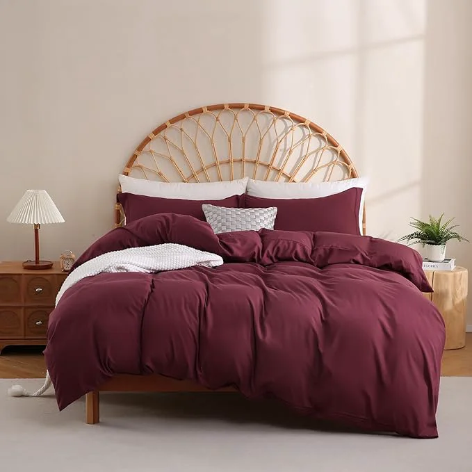 Elite JSD Burgundy Duvet Cover Set Full Size 3 Piece Duvet Cover Original Design