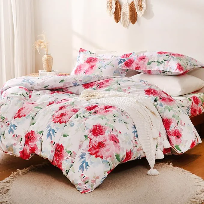 Solid JSD Rose Floral Duvet Cover Set King Size 3 Piece Soft Printed Microfiber Original