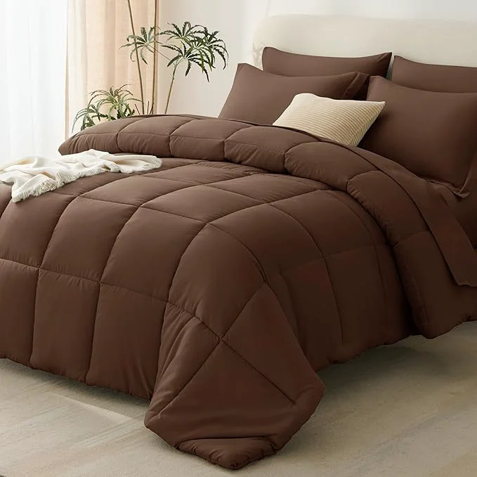 Relaxed CozyLux King Size Comforter Set Brown Traditional