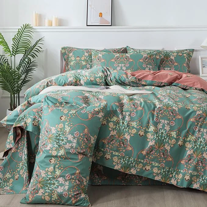 World-Class FADFAY Duvet Cover Set Button Closure Floral Bedding King Cal King Cotton Premium Material