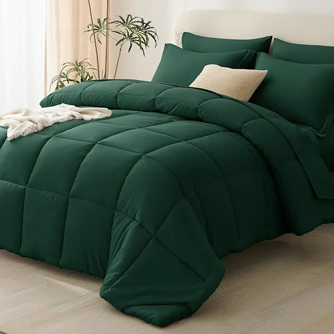 Carefully Designed CozyLux King Size Comforter Set Emerald Green Premium