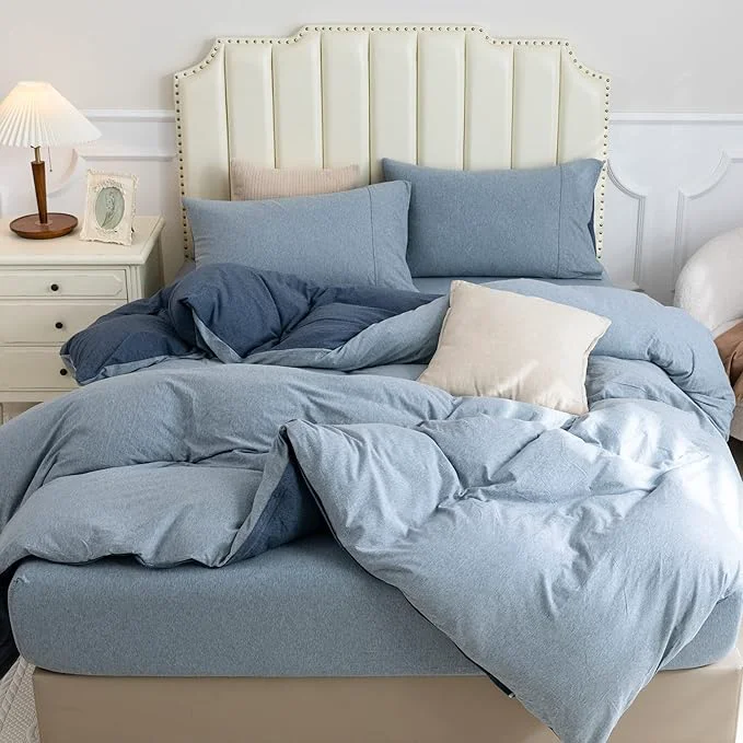 Stylish PURE ERA Jersey Knit Duvet Cover Set T-Shirt Cotton Super Soft Comfy 3pc Elite