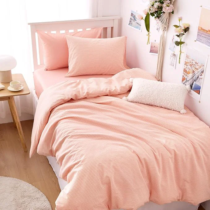Official Wake In Cloud - Striped Cotton Duvet Cover Set Washed Cotton Textured Original