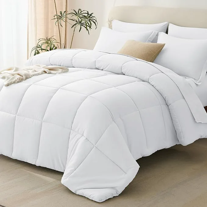 Minimalist CozyLux Full Size Comforter Sets White Consistent