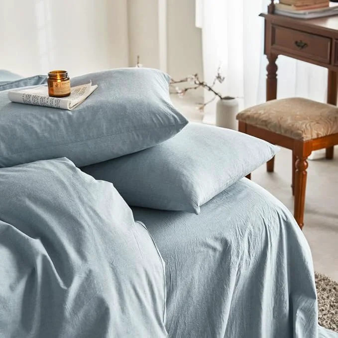 Quality Wake In Cloud - Cotton Duvet Cover Set Full Size Light Denim Blue Genuine