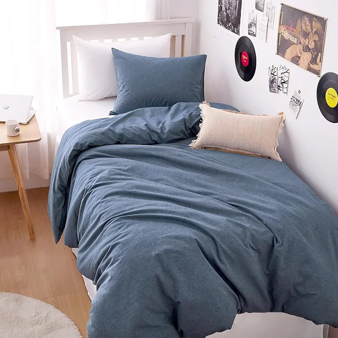 Proven Wake In Cloud - Cotton Duvet Cover Set Twin Size Chambray Denim Blue Easy-to-Use