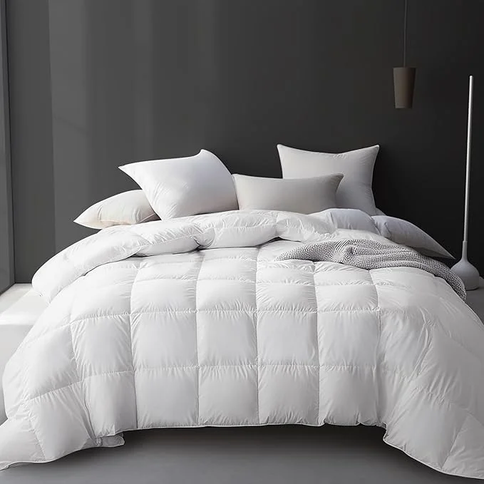 Classic Hotel Grand Luxury White Goose Feather Down Fiber Comforter Queen Size Organic