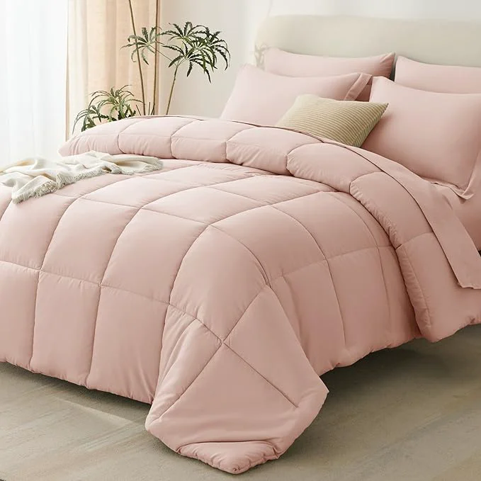 Original Design CozyLux Queen Comforter Set Blush Pink User-Friendly