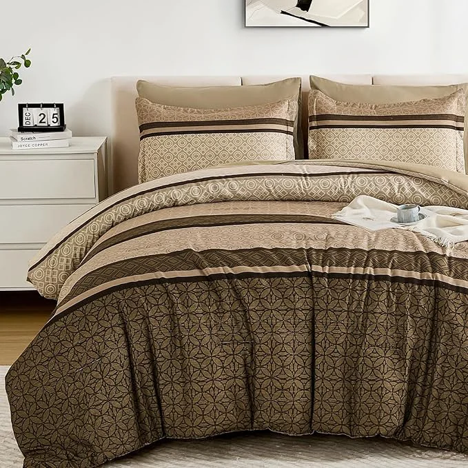 Efficient WONGS BEDDING 7 Pieces Comforter Set King Size Minimalist Geometric Bohemian Verified