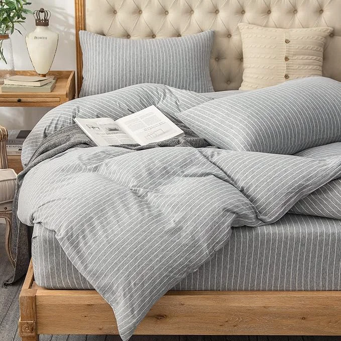 High-Performance PURE ERA Jersey Knit Duvet Cover Set T-Shirt Heather Cotton Super Soft Secure