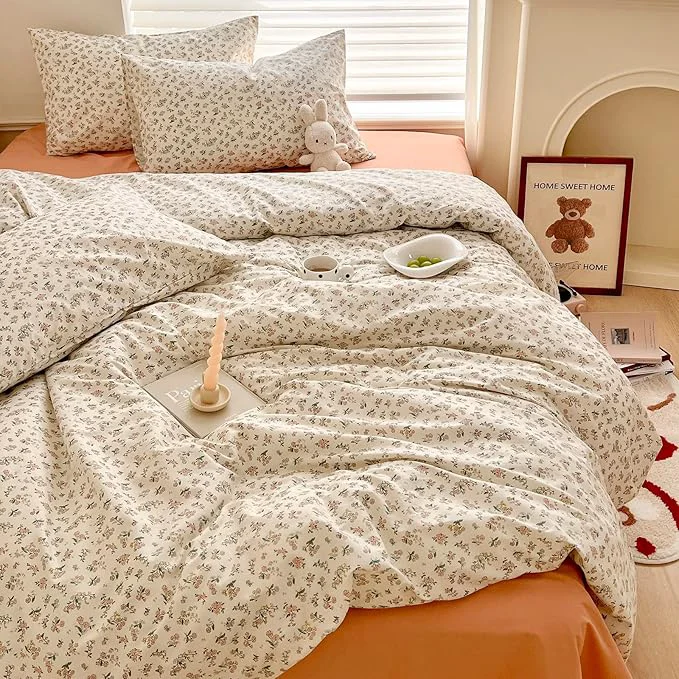 Sustainable mixinni Boho Floral Girls Duvet Cover Set Twin XL Size Soft Cotton Comforter Premium
