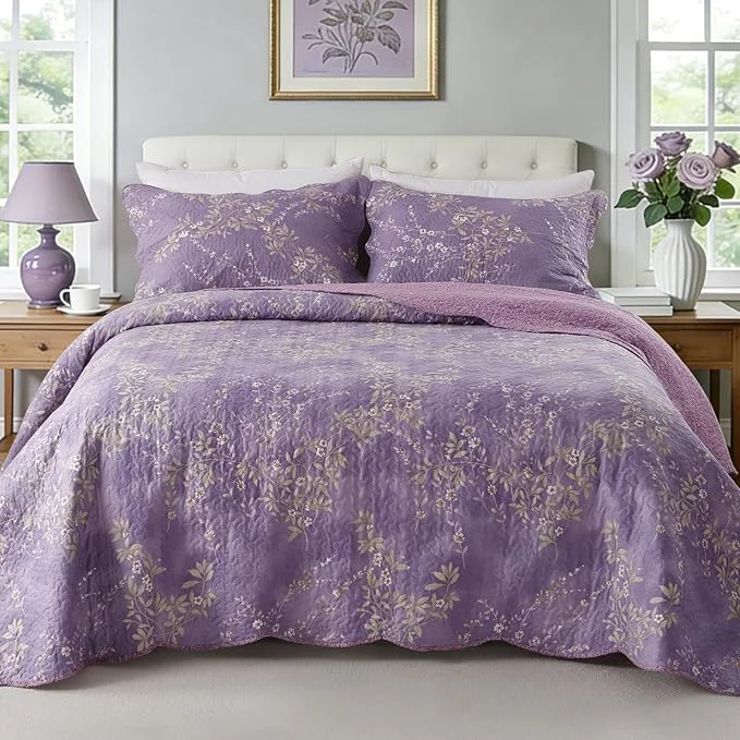 High-Performance GOONE Queen Quilt Set 90 x90 Lightweight Washed Coverlet Reversible Spring Smooth