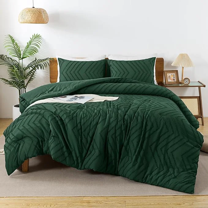 High-Quality Andency Emerald Green Oversized Super King Comforter Set 120x120 Extra Large Solid