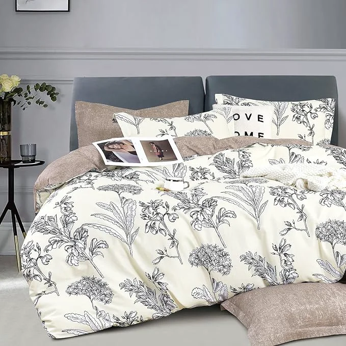 Relaxed LEMIROE Floral Cotton Comforter King Size 3Pcs Clean