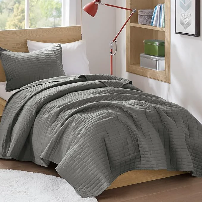 Lightweight Comfort Spaces Kienna Quilt Set- Double Sided Stitching Design Summer Blanket Secure