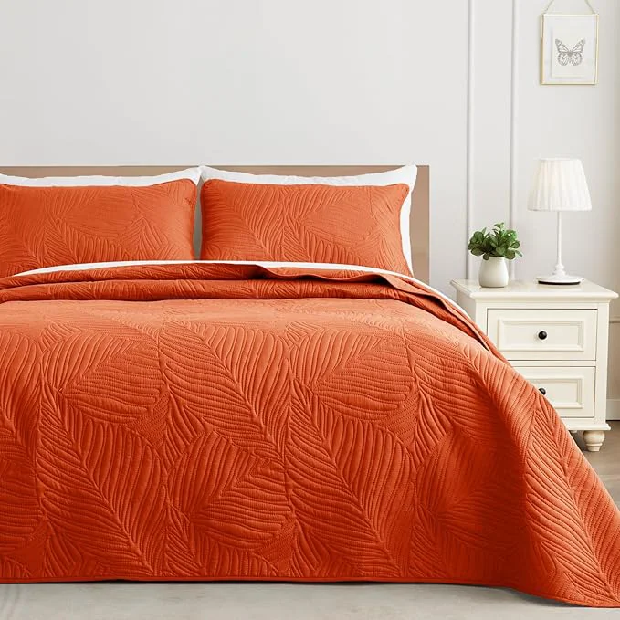 Crafted Exclusivo Mezcla Twin Quilt Bedding Set Lightweight Burnt Orange Quilts Twin