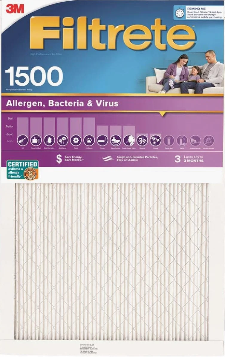 Reusable Filtretre Allergen Healthy Living 1550 MPR Furnace Filter 20 x 25 x 1 Organic