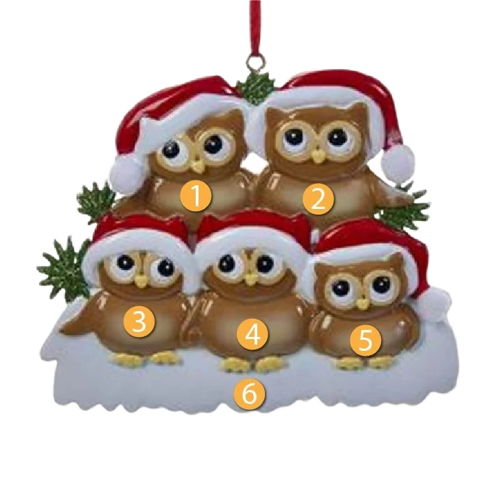 Modern Kurt S. Adler Personalized Owl Family of 5 Ornament Fashionable