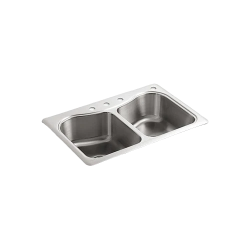 Innovative Kohler Staccato Top Mount Double Equal Bowl Kitchen Sink with 4 Faucet Holes Exceptional