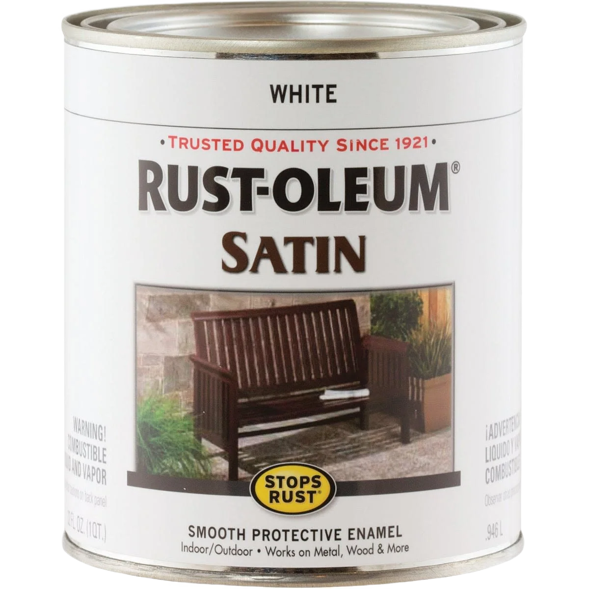 Optimized Rust-Oleum Stops Rust Satin White Protective Enamel Brush-On Paint 1 Quart Pure