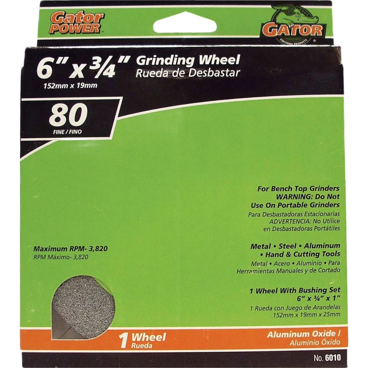 Easy-to-Use Gator Blade 6 x 3 4 In. Bench Grinding Wheel 80 Grit Elite