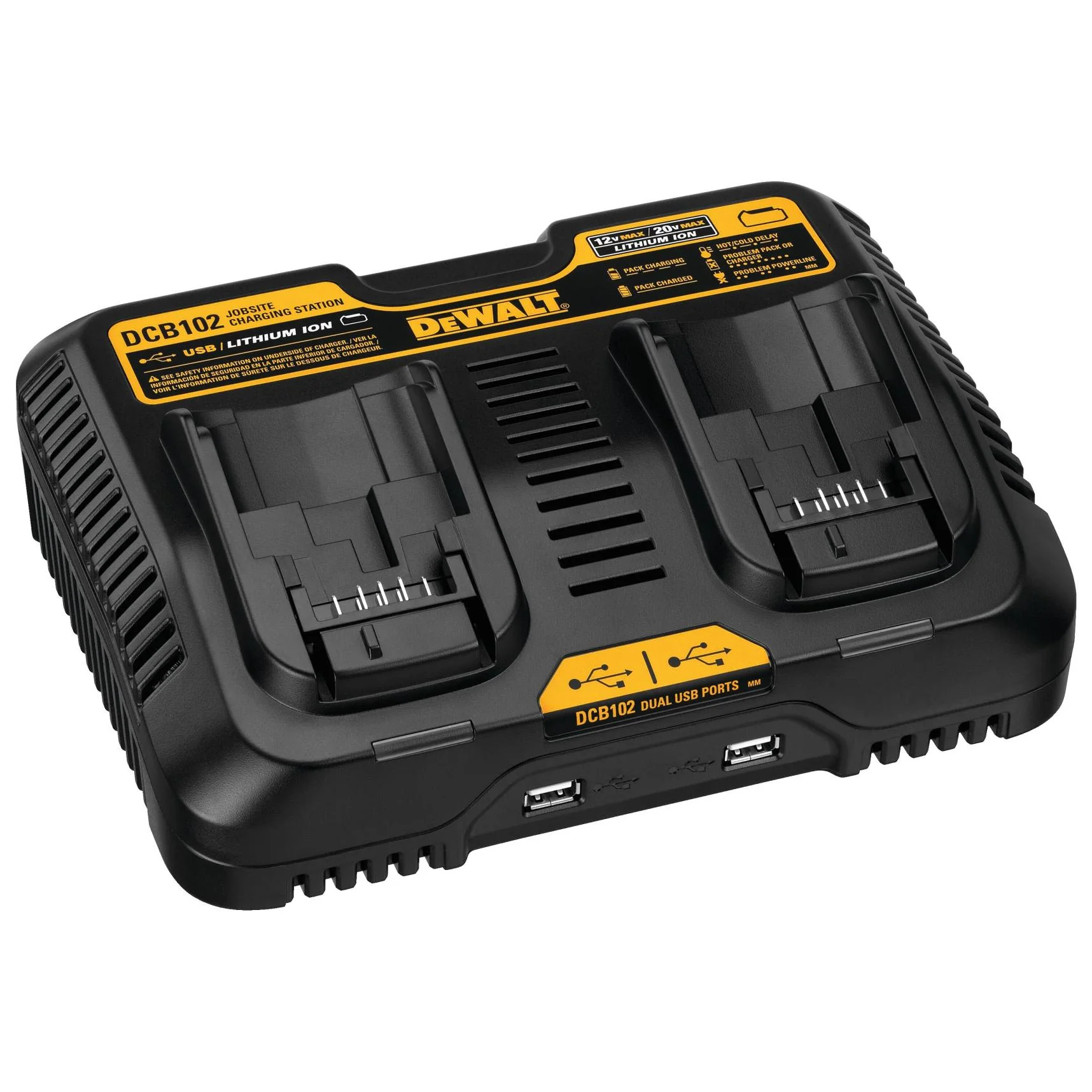Smooth DEWALT 12V - 20V MAX Dual Port Jobsite Charging Station Fine