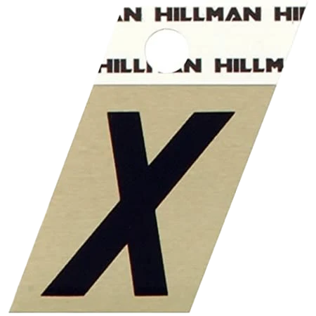 Pure Hillman 1-1 2 in. Black Gold Aluminum Angle Cut Sticker Letter X Elegant
