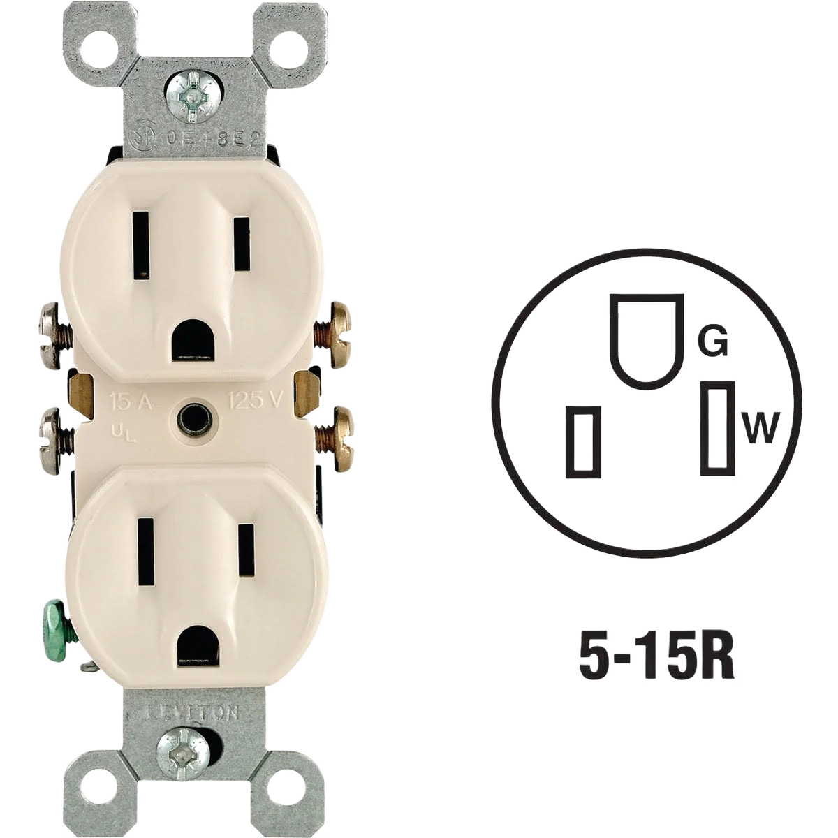 Sophisticated Leviton 15 Amp Light Almond Shallow Grounded 5-15R Duplex Outlet Expertly Made