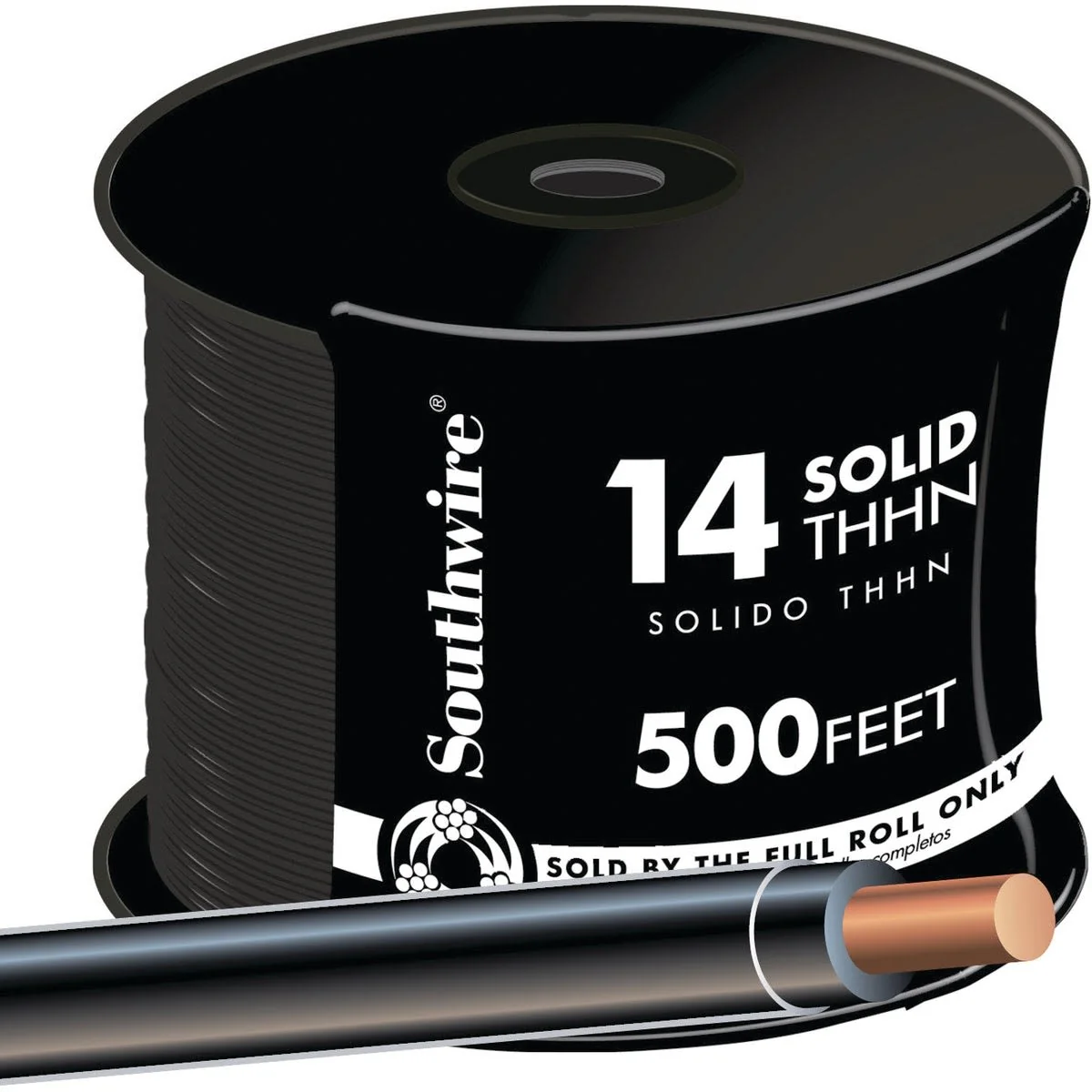 Efficient Southwire 500 ft. 14 AWG Black Solid THHN Wire Soft