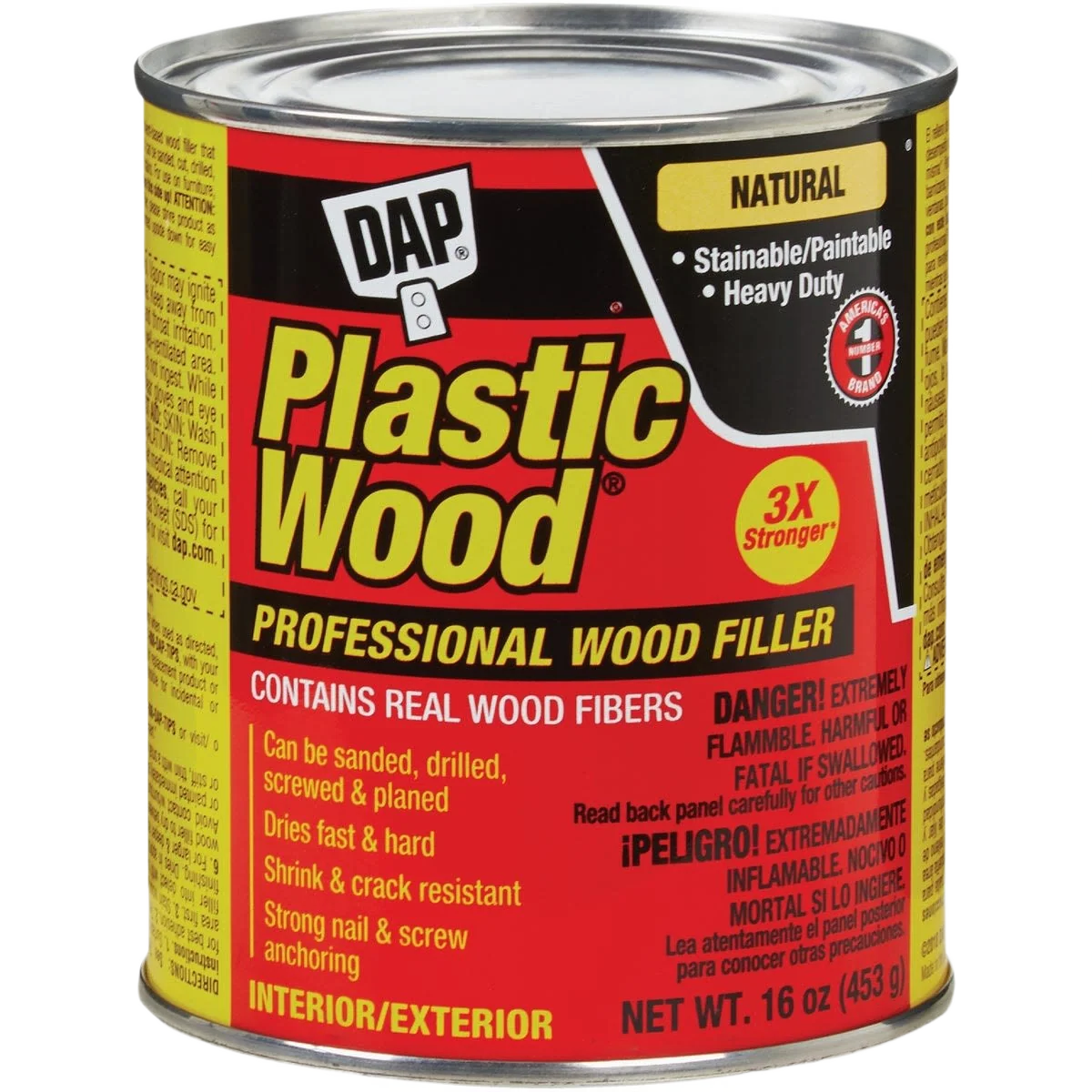 Long-Lasting DAP Plastic Natural Solvent Professional Wood Filler 16 oz. High-Quality