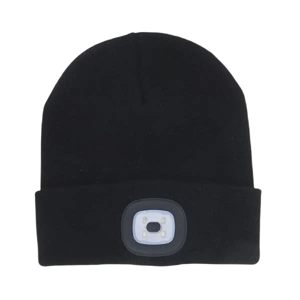 Functional Night Scout Black Rechargeable LED Beanie Cap Casual