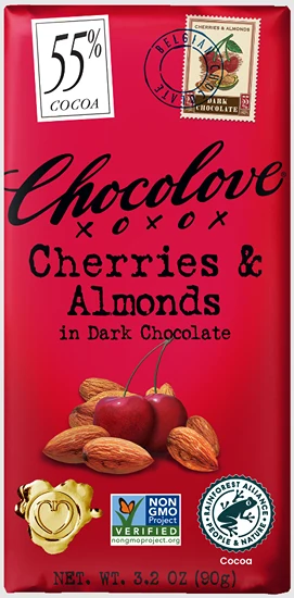 Eco-Friendly Chocolove Cherries Almonds in Dark Chocolate Bar 3.2 oz. Responsible