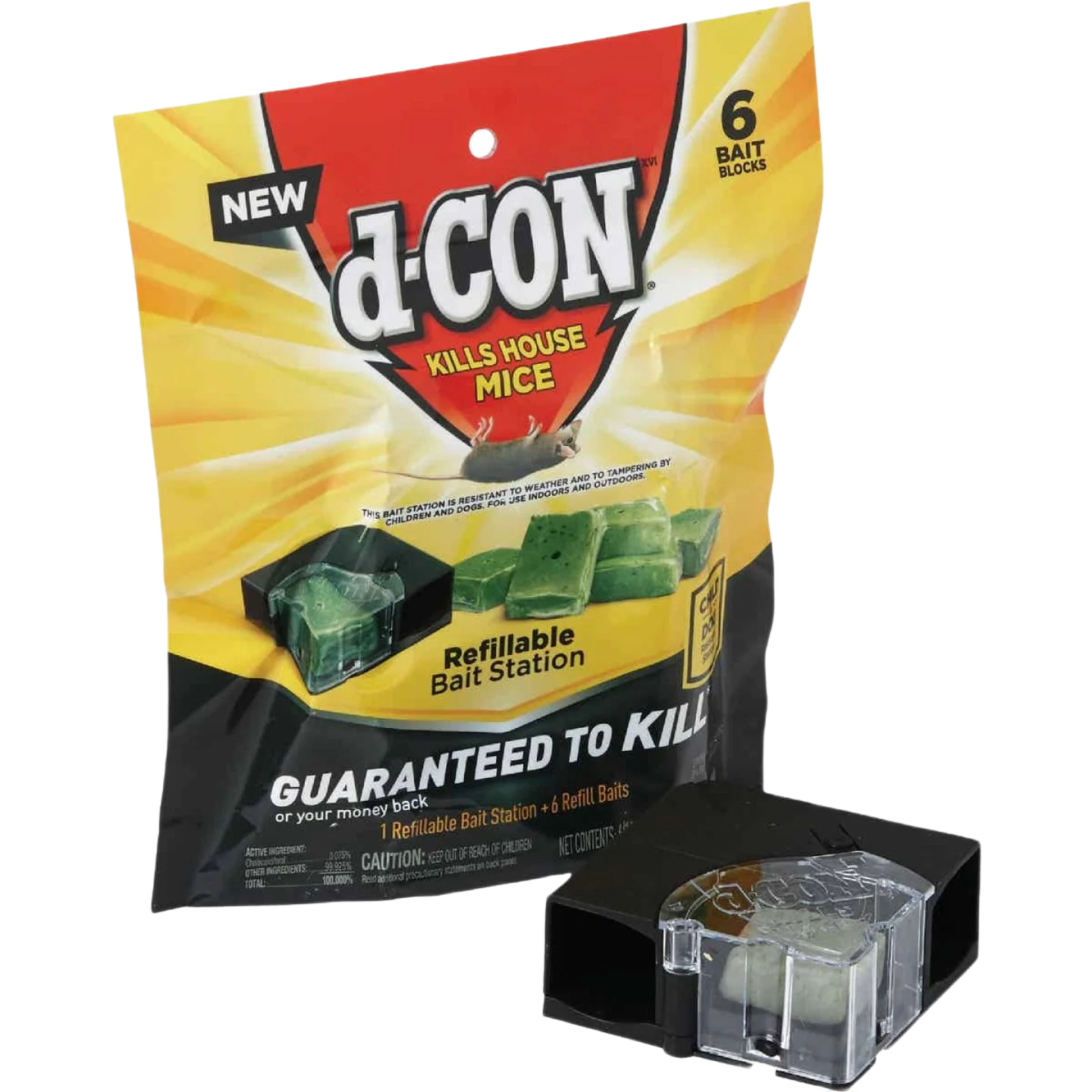 Functional d-CON Refillable Corner Fit Mouse Bait Station 6-Pack Excellent