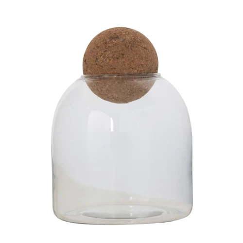 Expertly Made Bloomingville Glass Jar with Cork Ball Lid 8 in. High-End