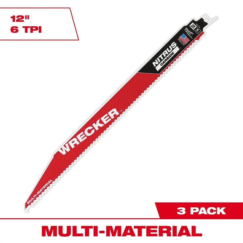 Excellent Milwaukee 12 6TPI WRECKER™ with NITRUS CARBIDE™ Blade 3-Pack Fast
