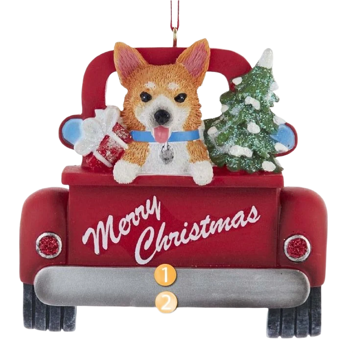 Dependable Kurt S. Adler Personalized Merry Christmas Corgi In Red Truck Ornament Innovative