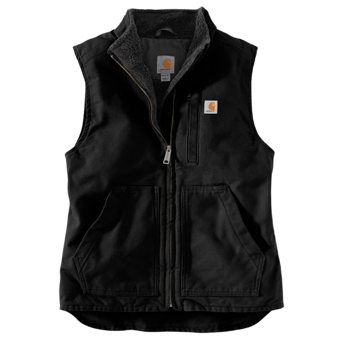 World-Class Carhartt Women's Large Black Duck Sherpa Lined Vest Premium Material