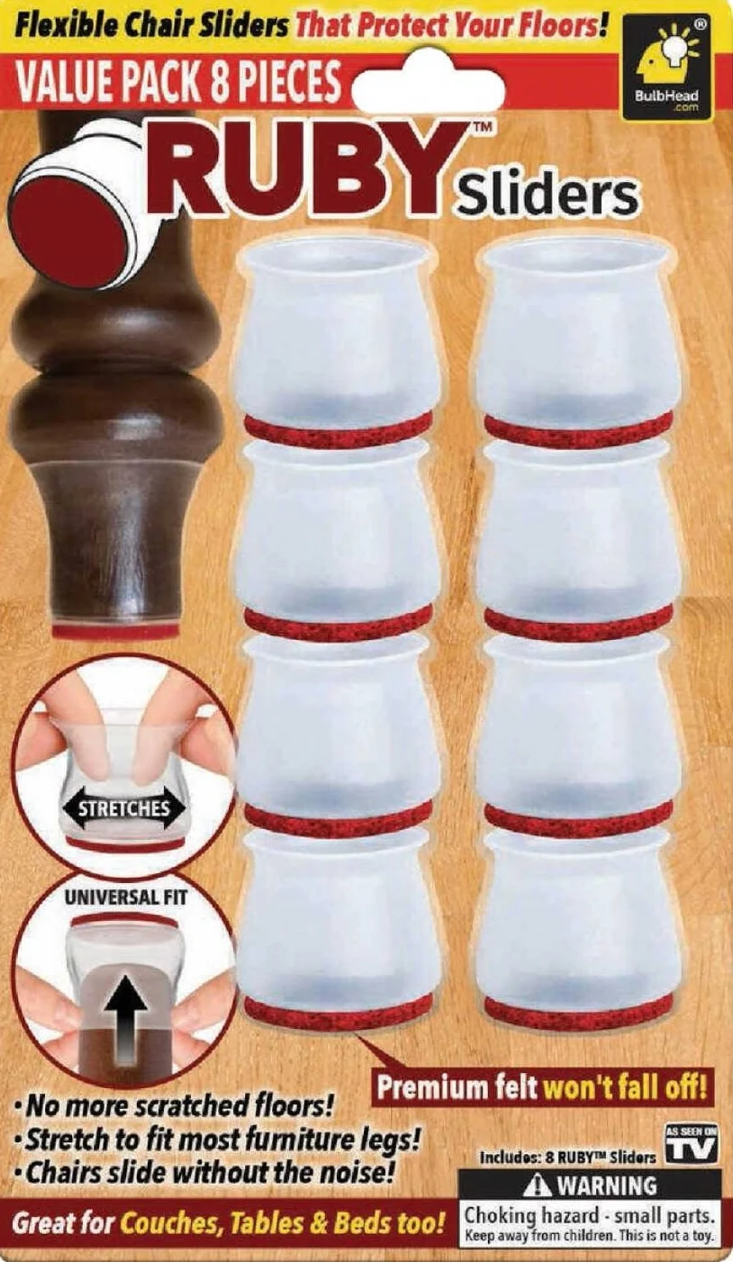 High-Performance Ruby Sliders 8-Pack of Silicone Furniture Sliders w Felt Bottom Soft