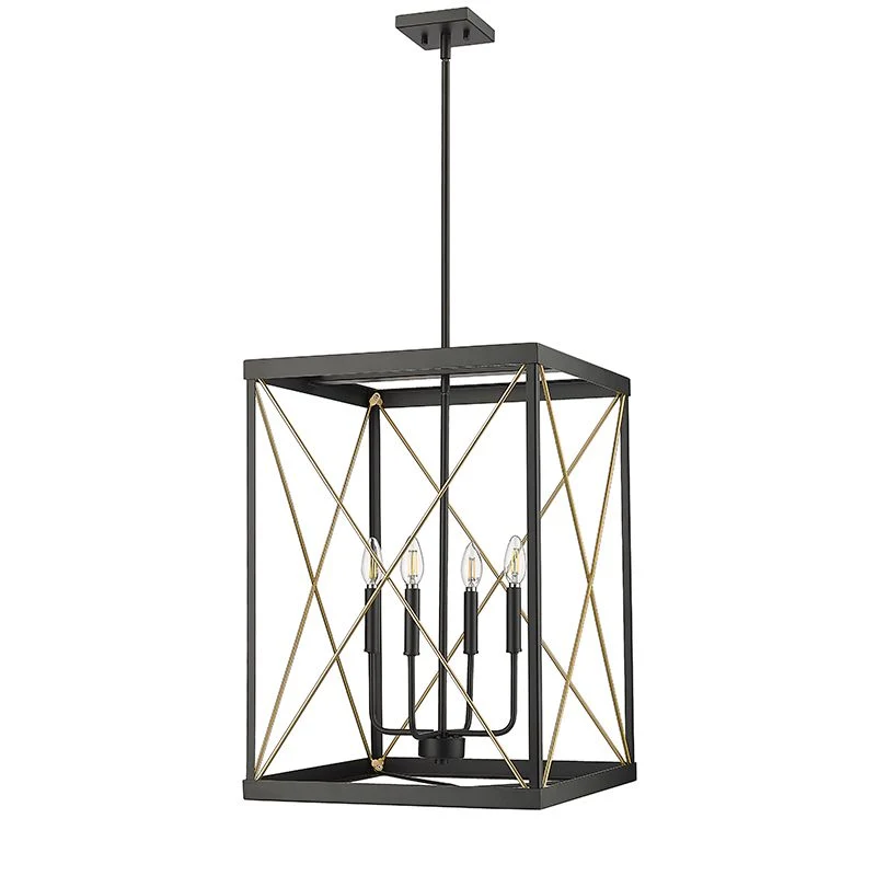 Proven Millennium Lighting Terni 4 Bulb Pendant - Matte Black Painted Modern Gold High-End