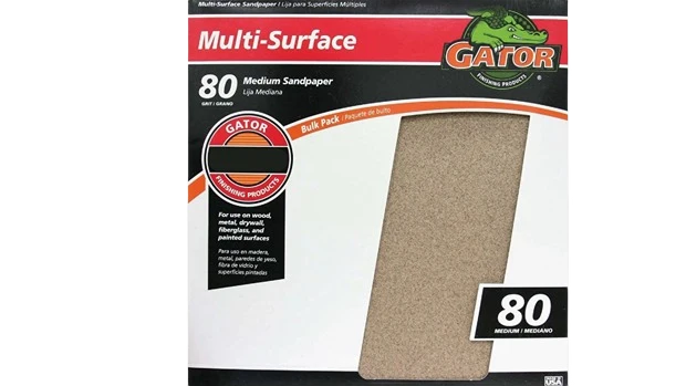 User-Friendly Gator 9 x 11 Multi-Surface 80-Grit Medium Sandpaper Single Sheet Clean