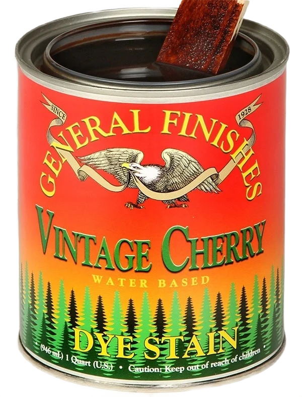 Professional General Finishes Vintage Cherry Water Based Dye Stain 1 Pint Exclusive