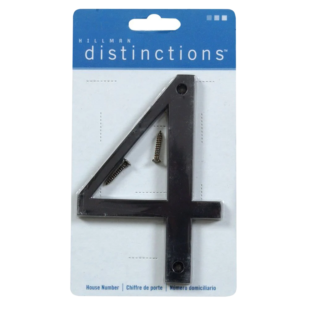 Reliable Hillman Distinctions 4-In. Flush Mount Black House Number 4 Sophisticated