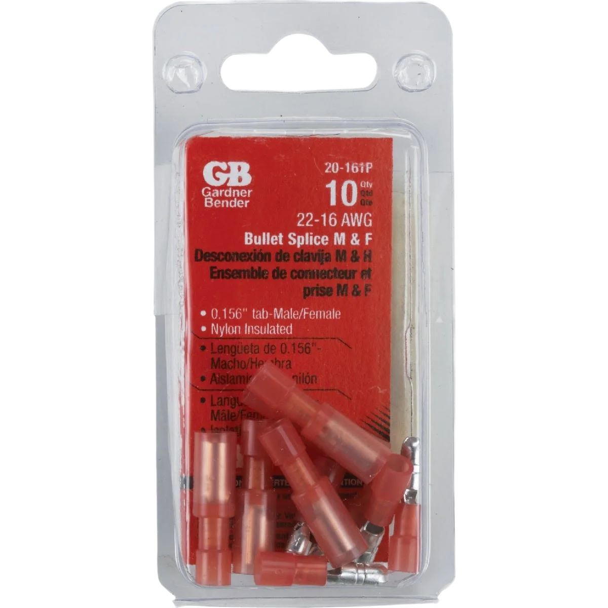Superior Gardner Bender 22 to 16 AWG Fully-Insulated Male Female Bullet Connector Pair 10-Pack Selected