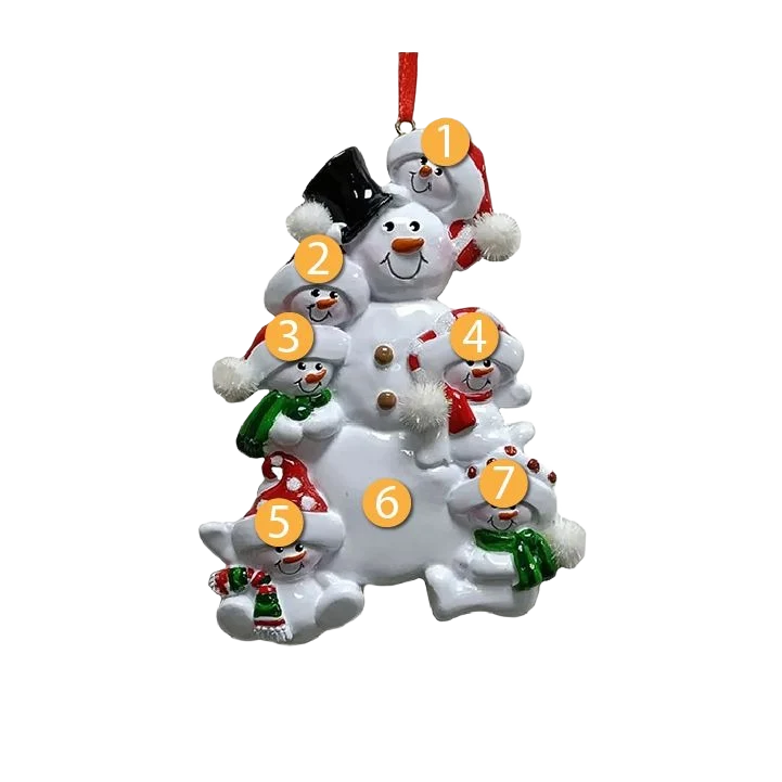 Expertly Made Kurt S. Adler Personalized Snowman Family of 6 Ornament Elite